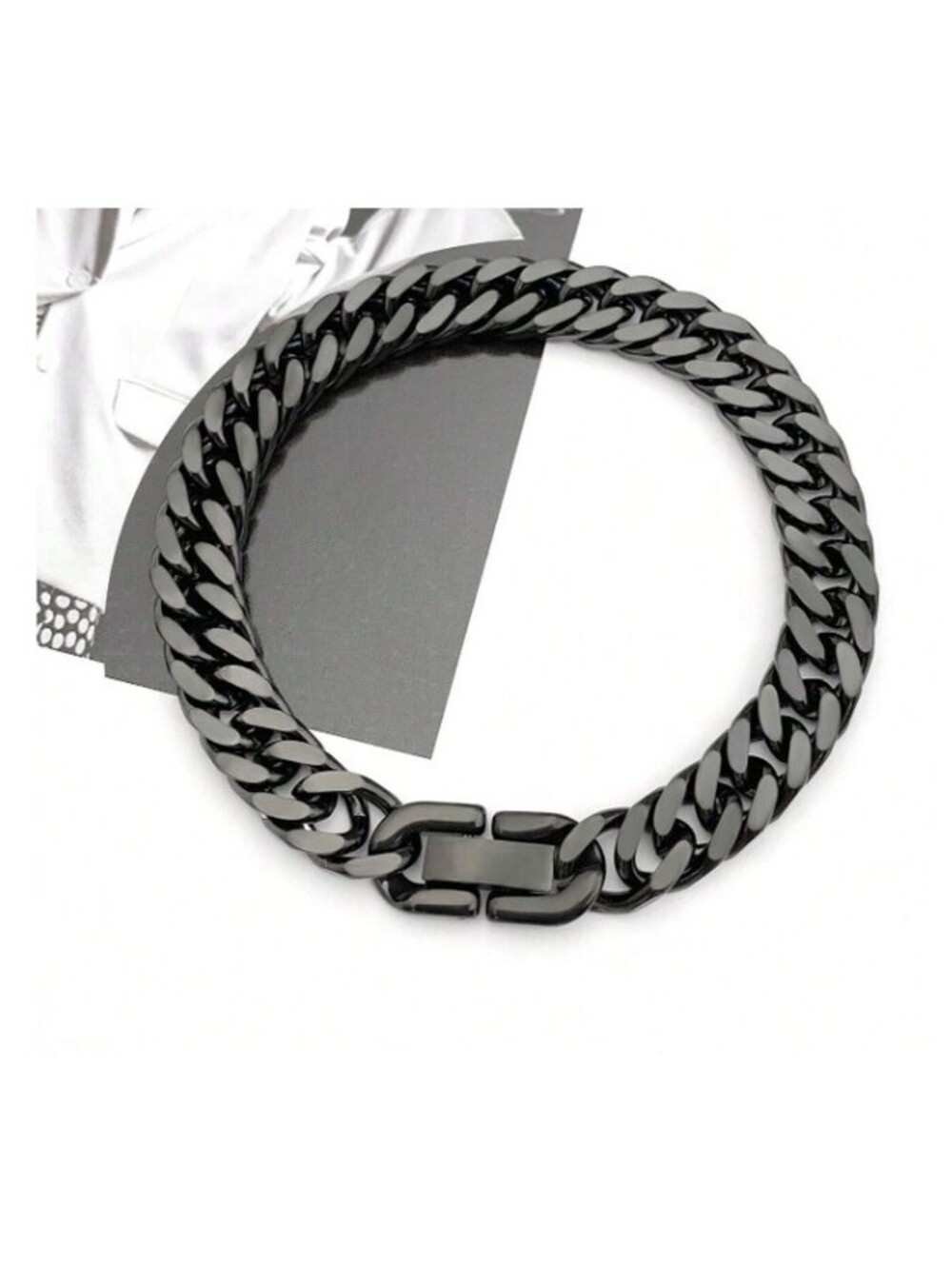 Black Flat link bracelet - Stainless Steel - 5mm 8"